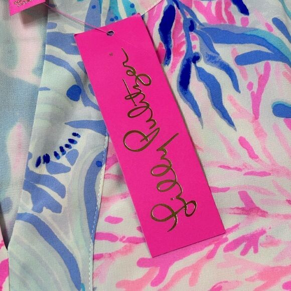 Lilly Pulitzer Eleanora Silk Dress Kaleidoscope Coral - Picture 9 of 10
